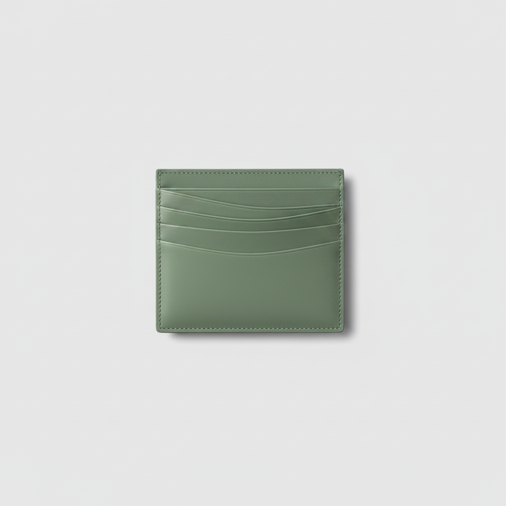 Stella Card Holder Sage Green — Open Card Slots View