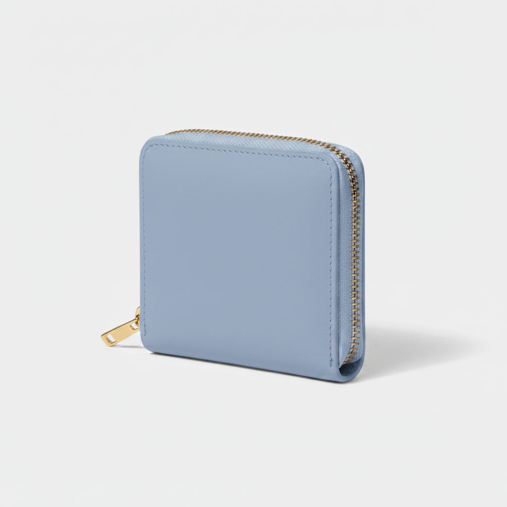 Luna Coin & Card Wallet Powder Blue — Front Angle View