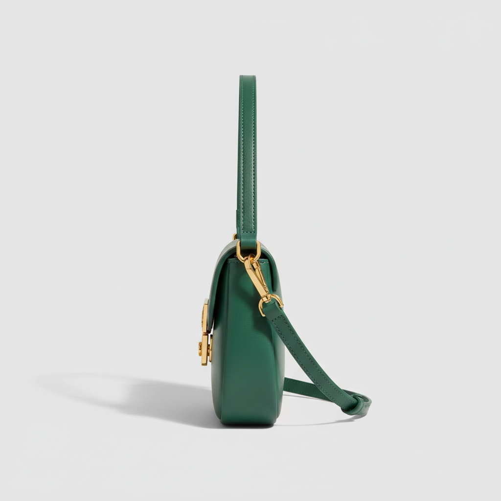 Le Gina Mini Crescent — Petrol Green Side Profile View