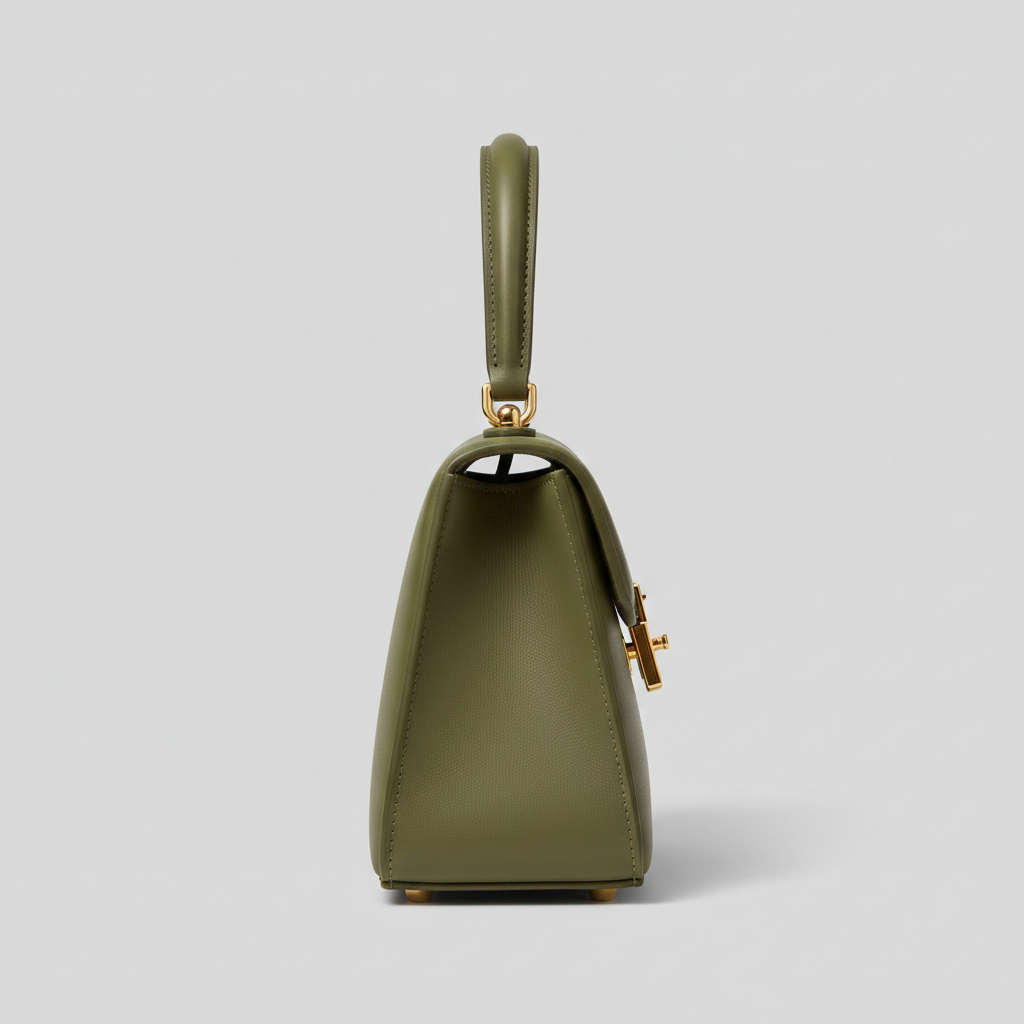 Celeste Top Handle Mini Bag in Olive Green - Side Profile View