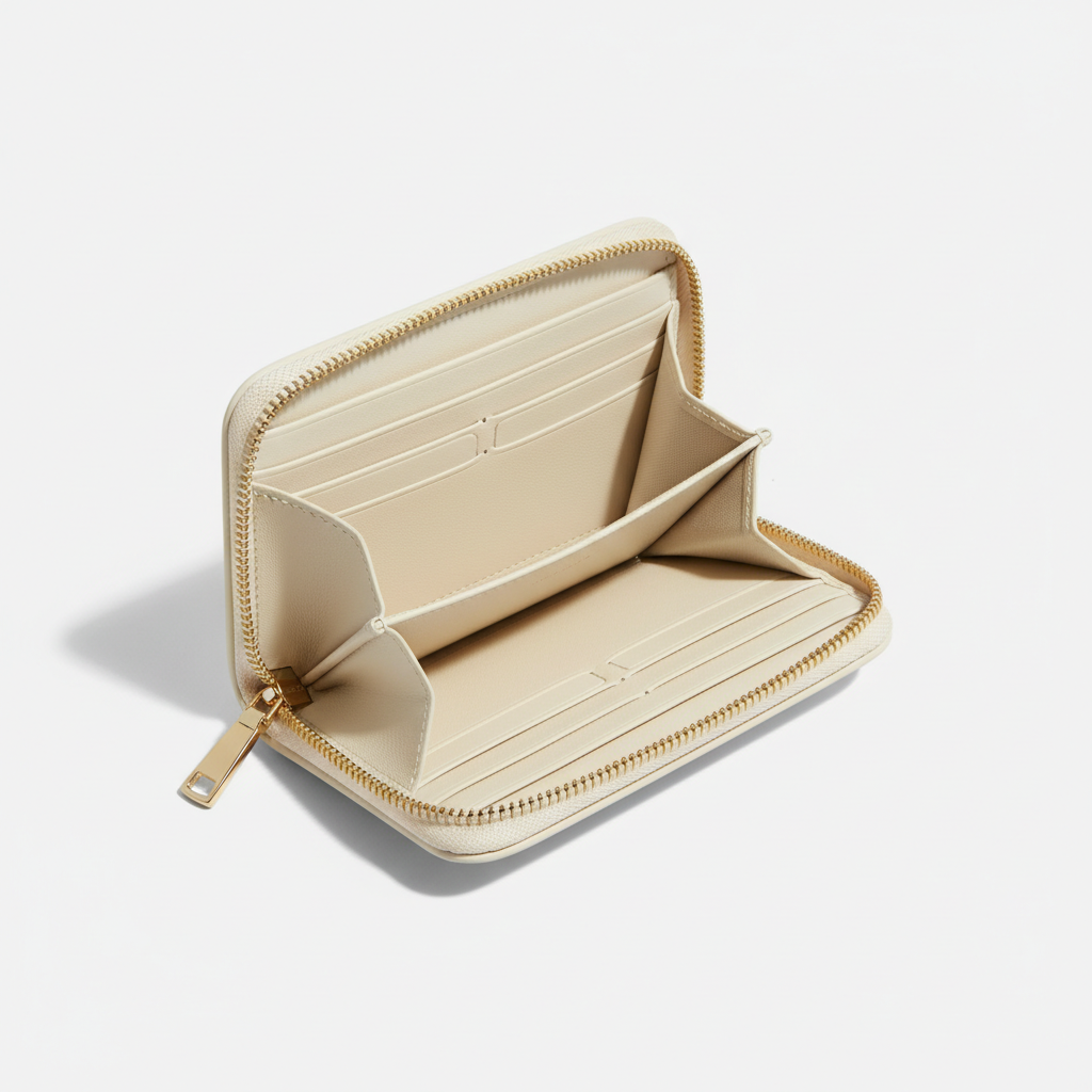 Luna Coin & Card Wallet Ivory — Open Interior View