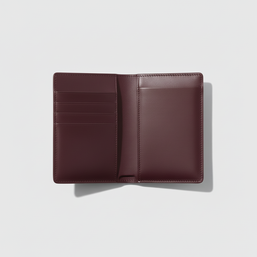 Celeste Passport Holder Burgundy — Open Interior View
