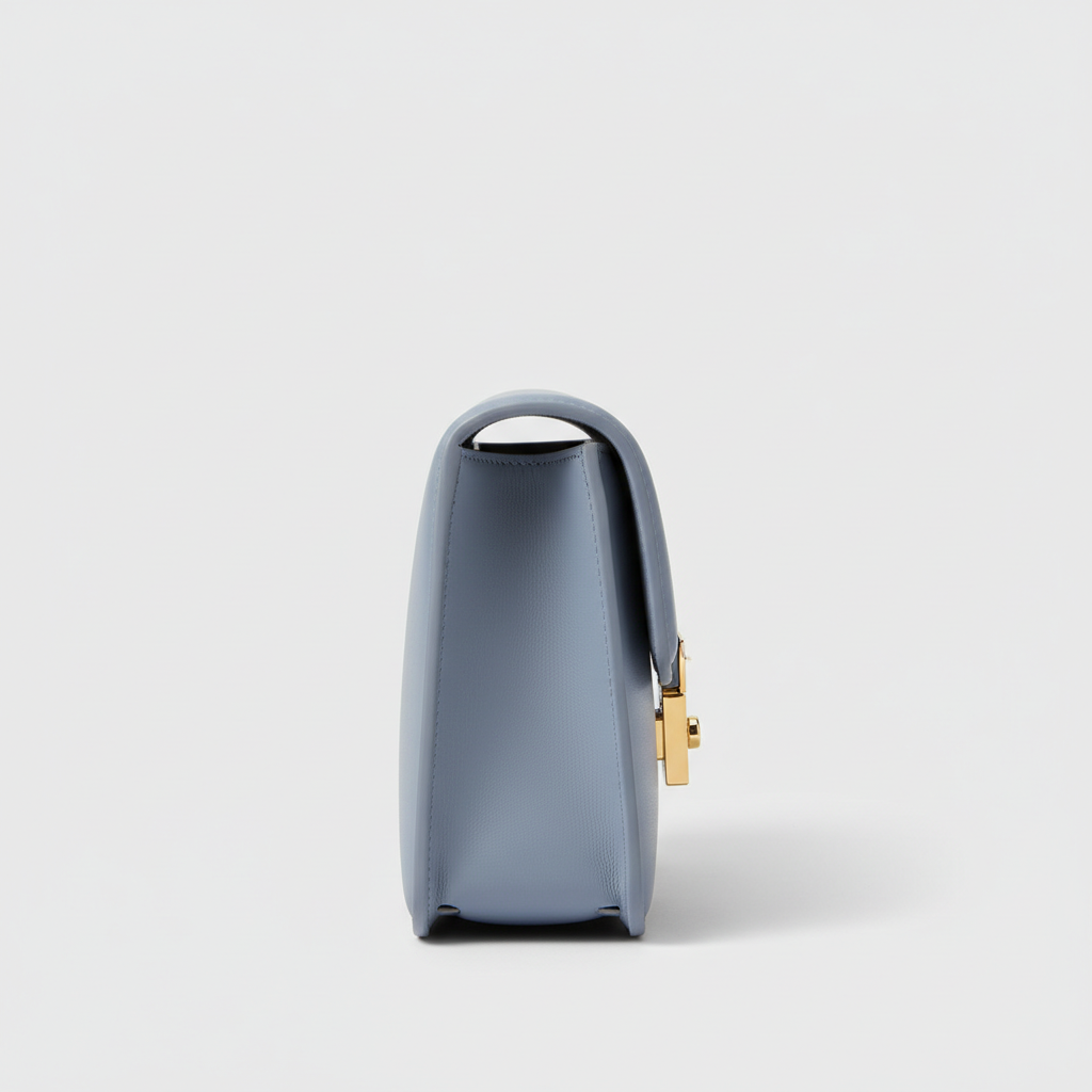 Celeste Compact Shoulder Bag in Powder Blue – Side Profile View