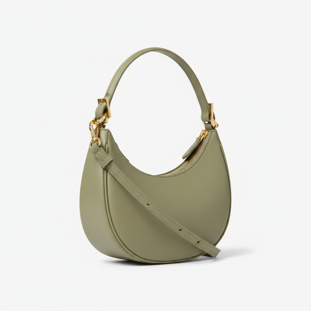 Le Gina Mini Crescent — Almond Green Front Angle View