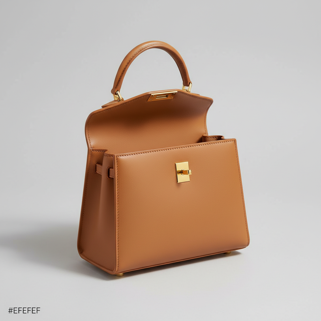 Celeste Top Handle Mini Bag in Camel - Open Interior View