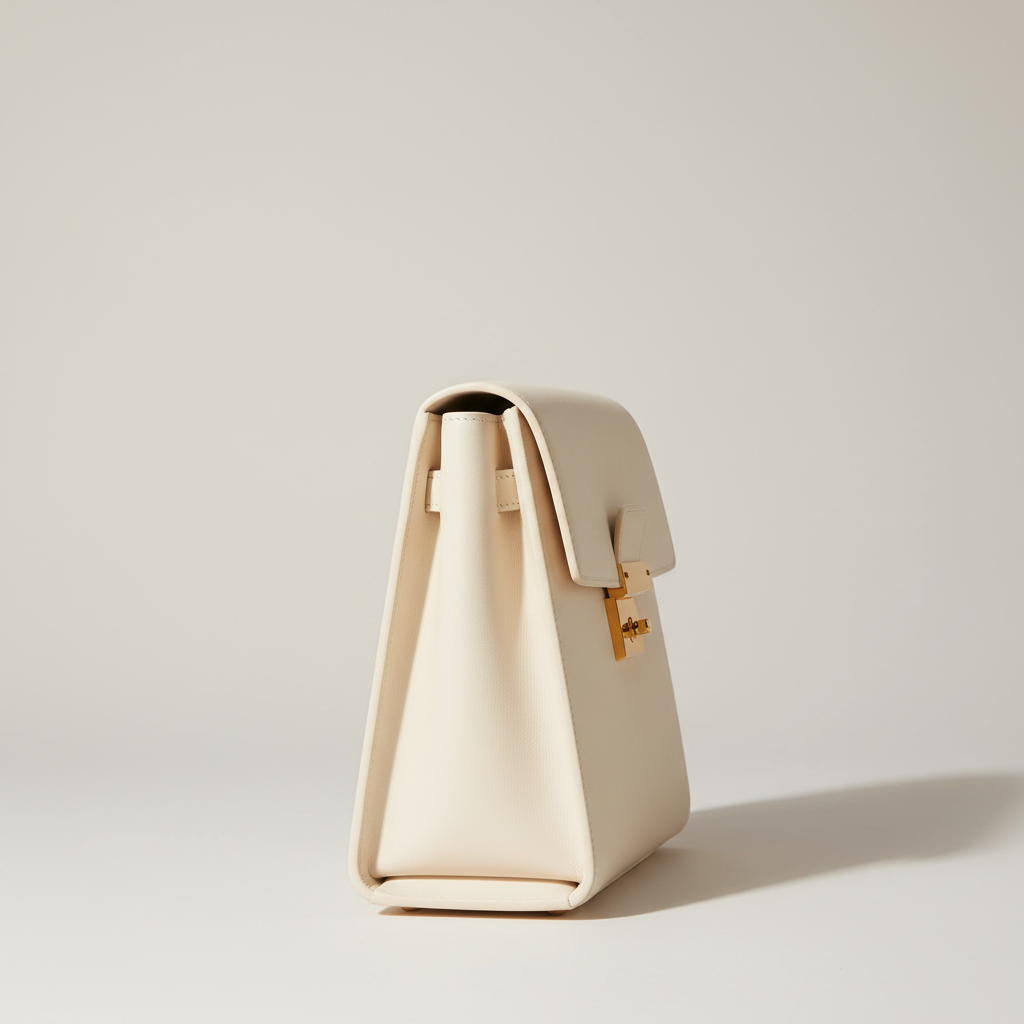 Victoria Executive Tote – Ivory – Side Profile View