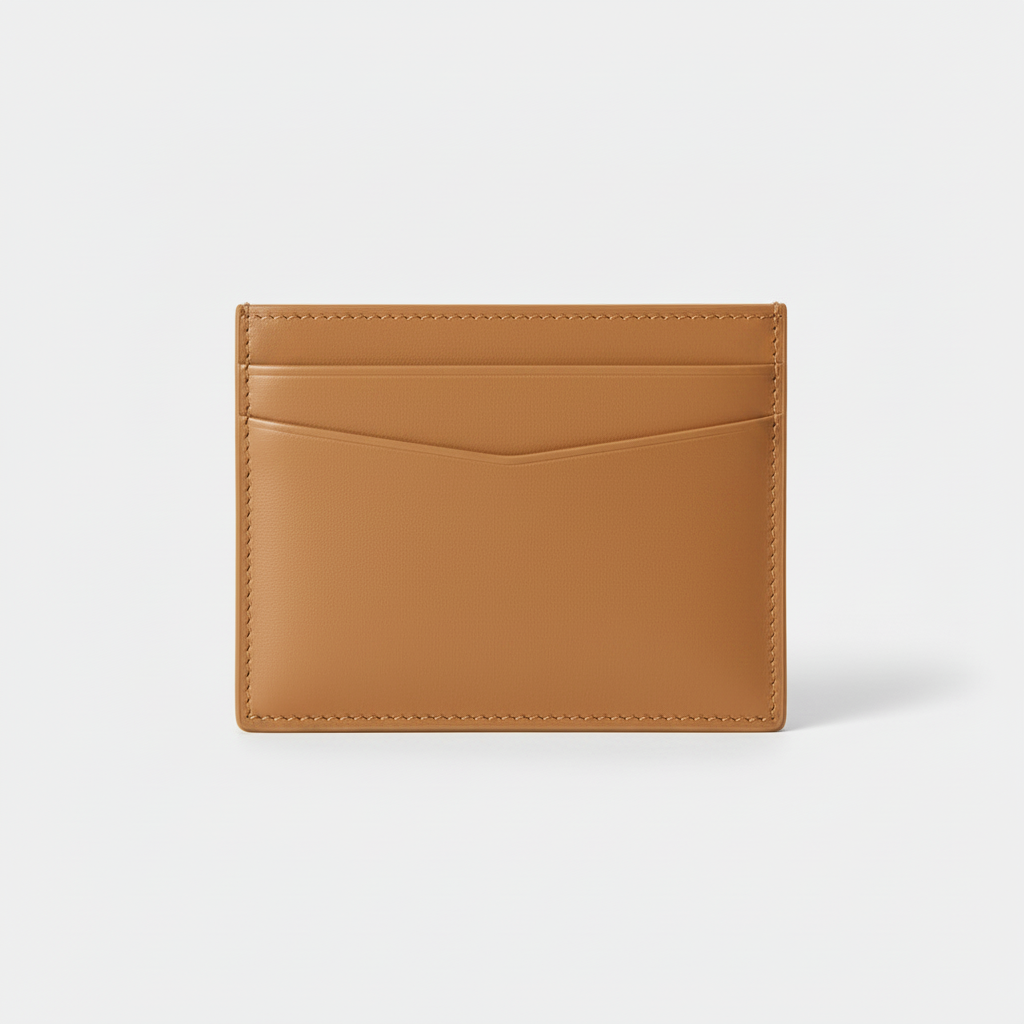 Stella Card Holder Camel — Front Angle View