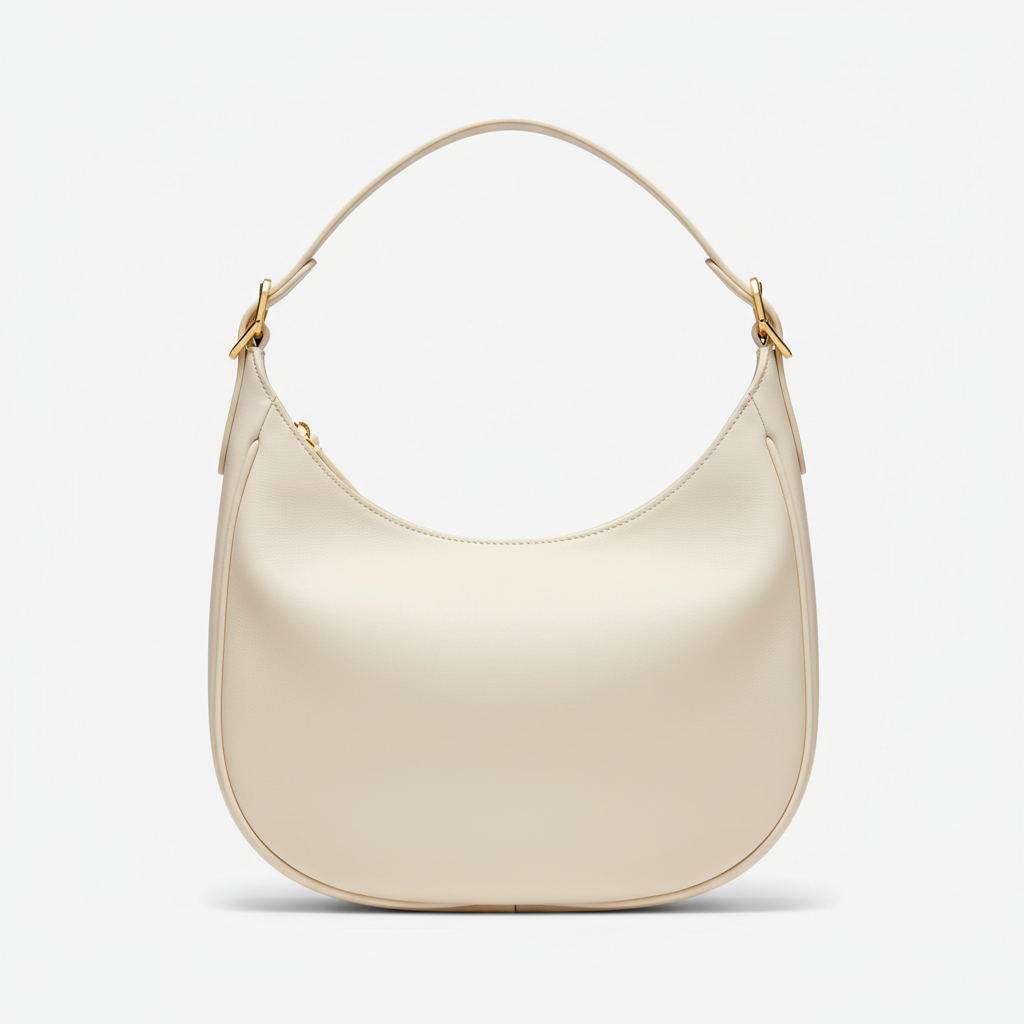 Le Gina Saddle Hobo — Ivory Hero Front View