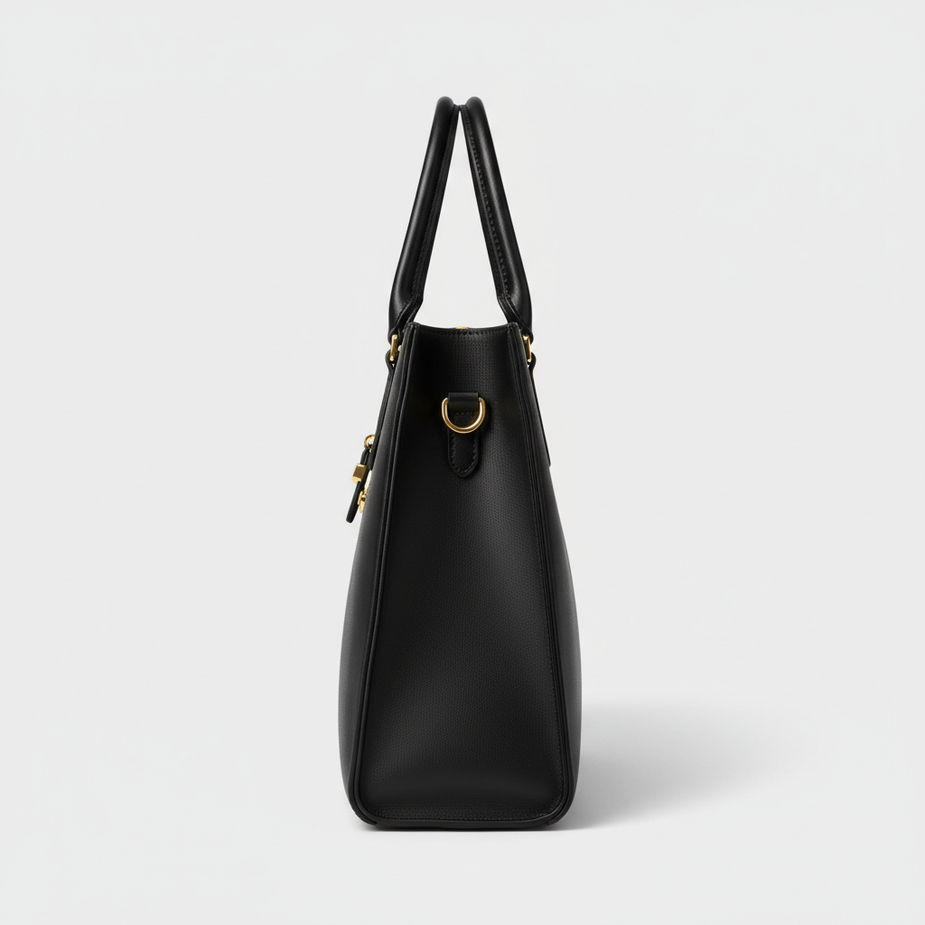 Stella Laptop Tote - Black - Side Profile View