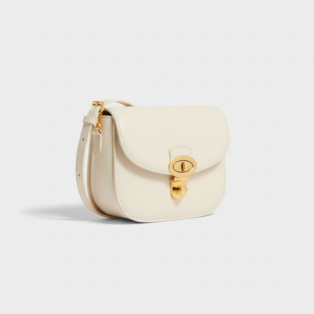 Le Nova Saddle Bag – Ivory – Front Angle View