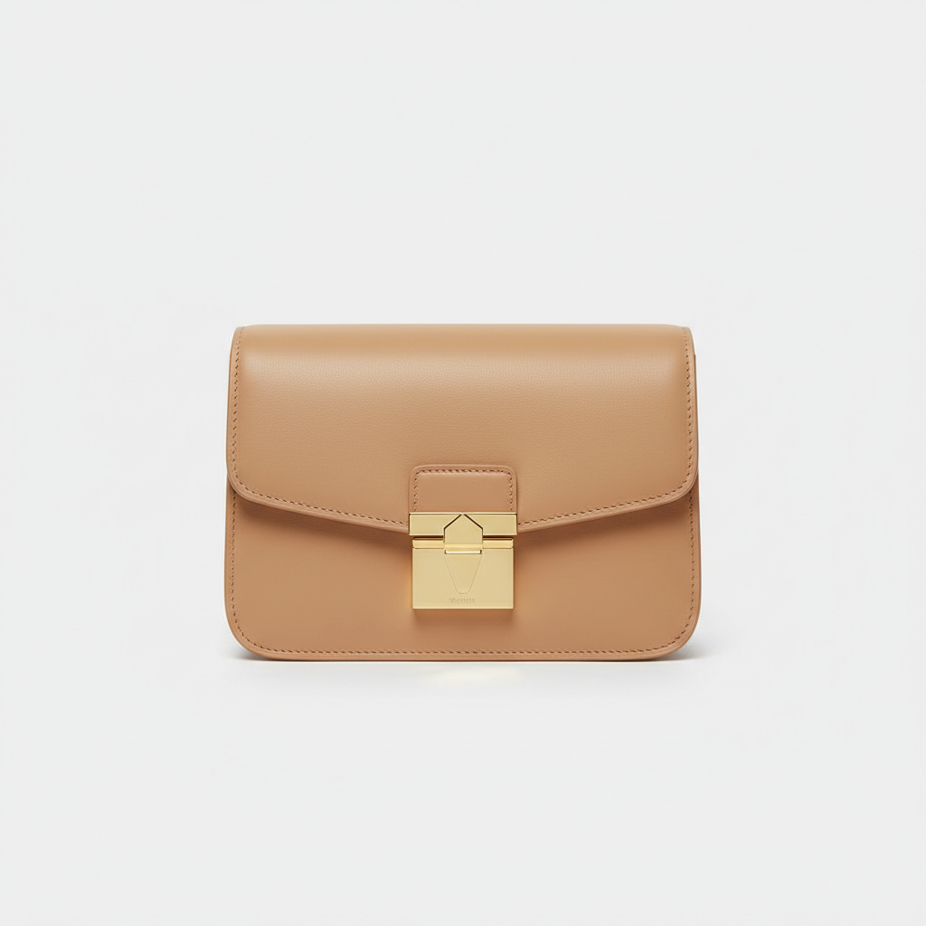 Celeste Compact Shoulder Bag in Warm Beige – Hero Front View