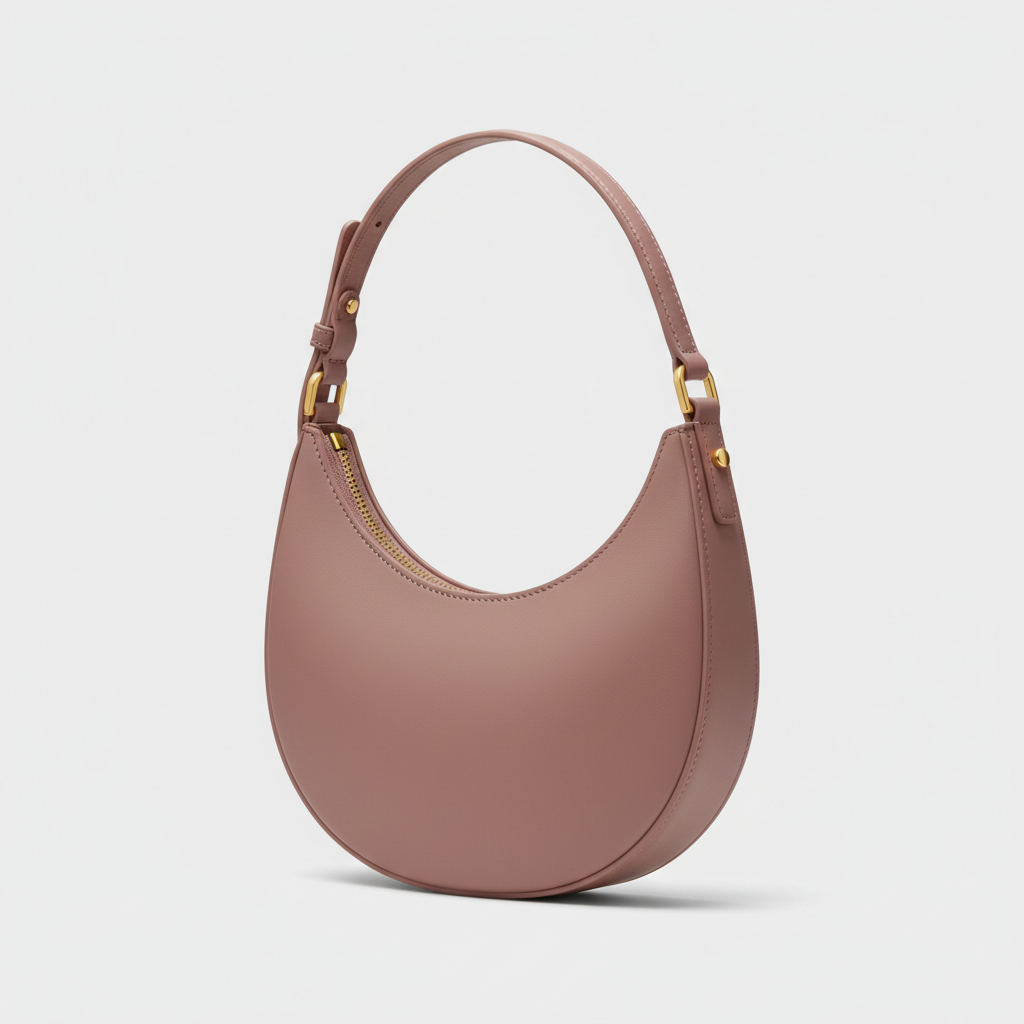 Aria Crescent Mini Bag in Dusty Rose - Front Angle View