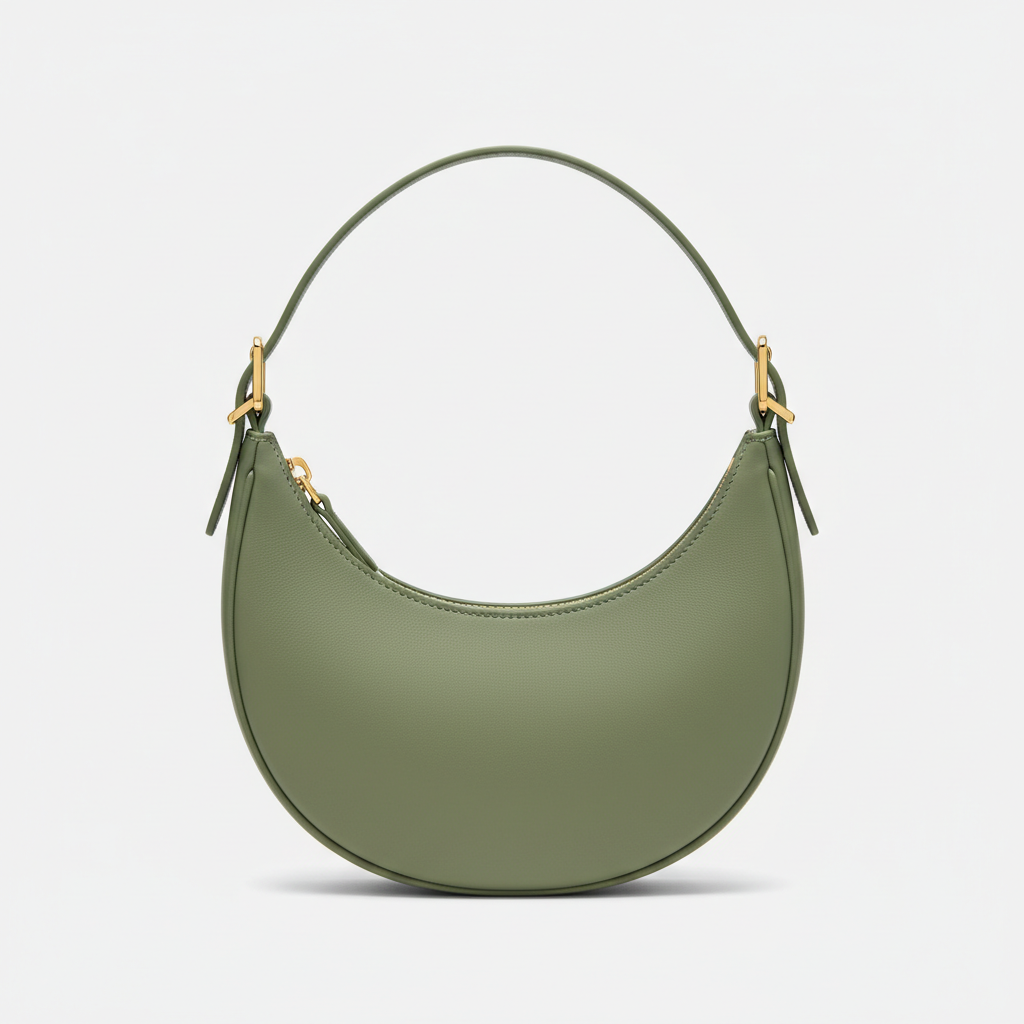 Aria Crescent Mini Bag in Sage Green - Hero Front View