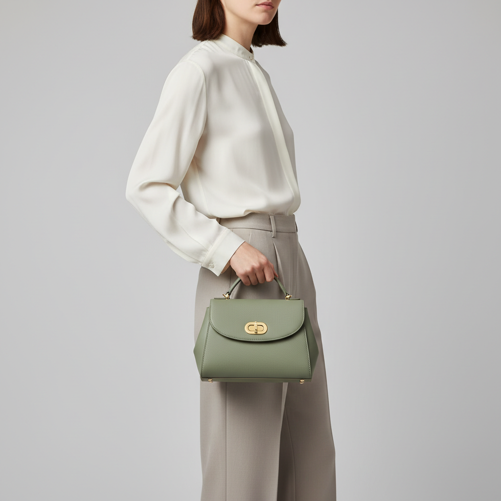 Le Nova Mini Satchel – Sage Green – Model Shot