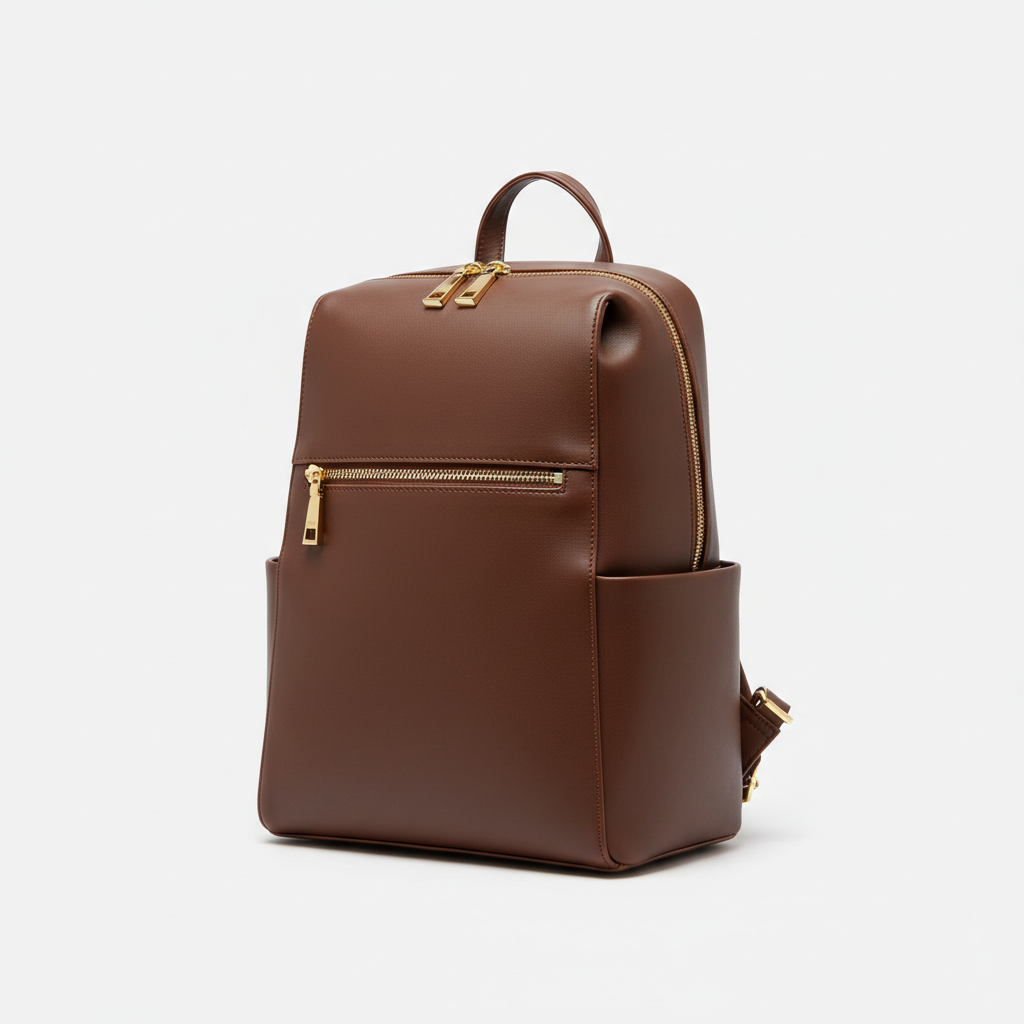 Sophia Work Backpack - Chocolate Brown - Front Angle View