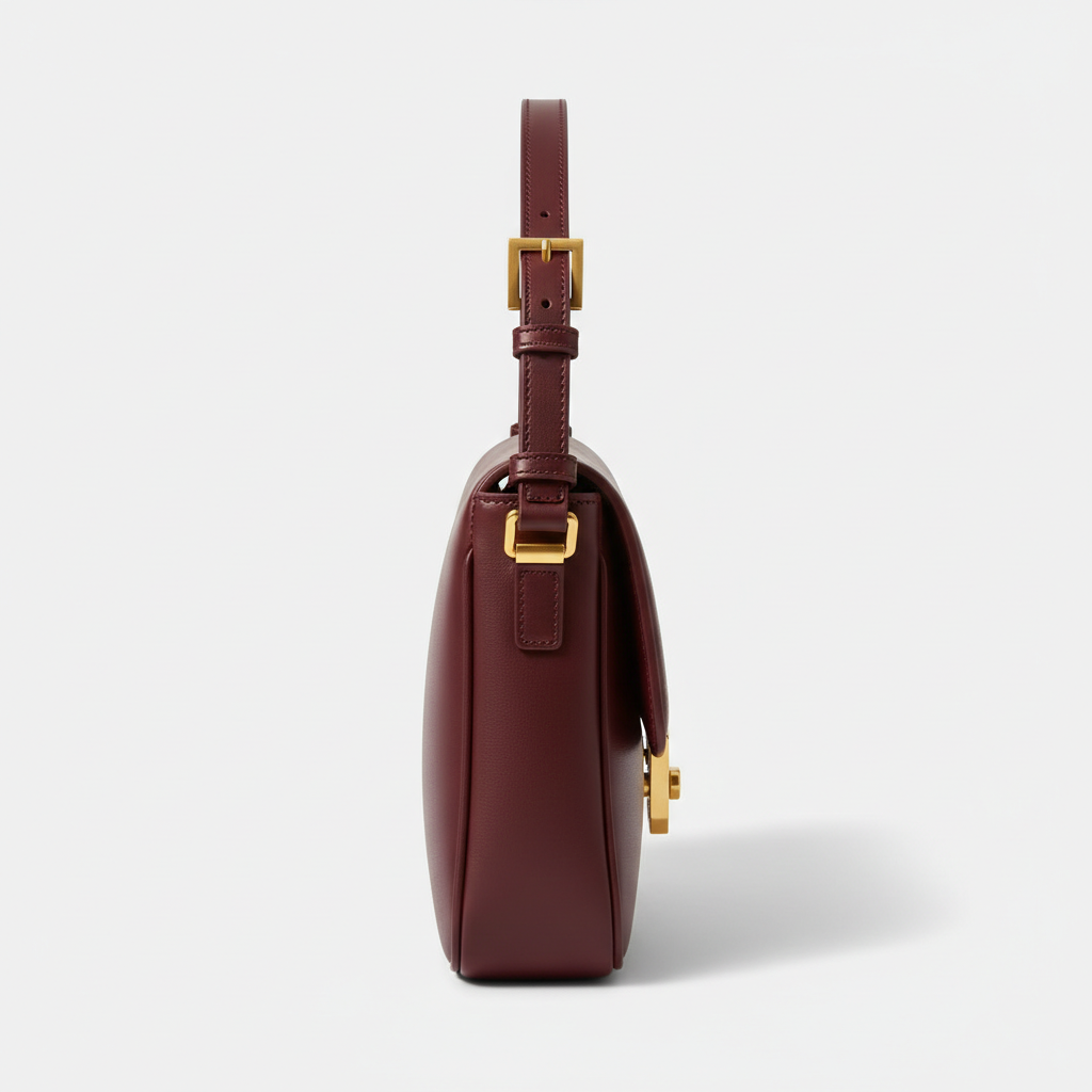 Le Gina East-West Bag — Burgundy Side Profile View