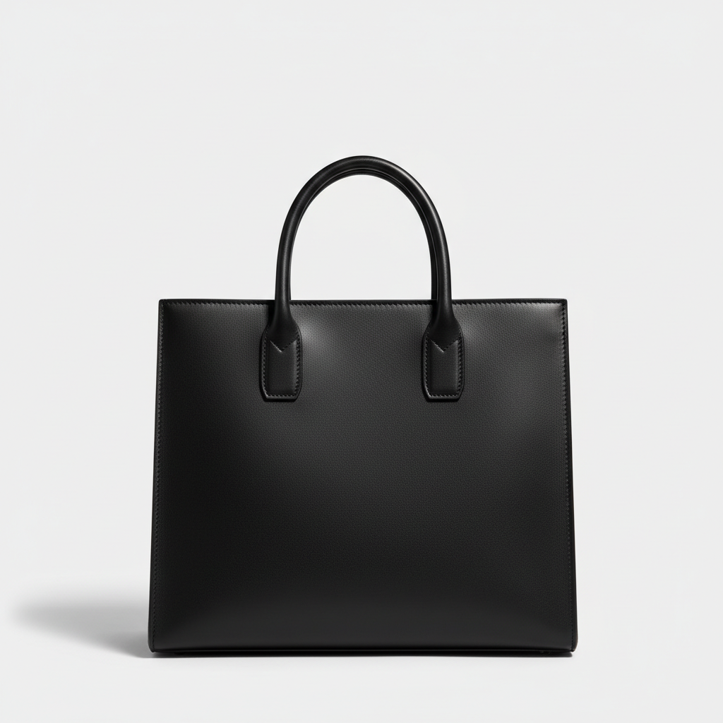 Noir Executive Tote in Black leather, hero front view