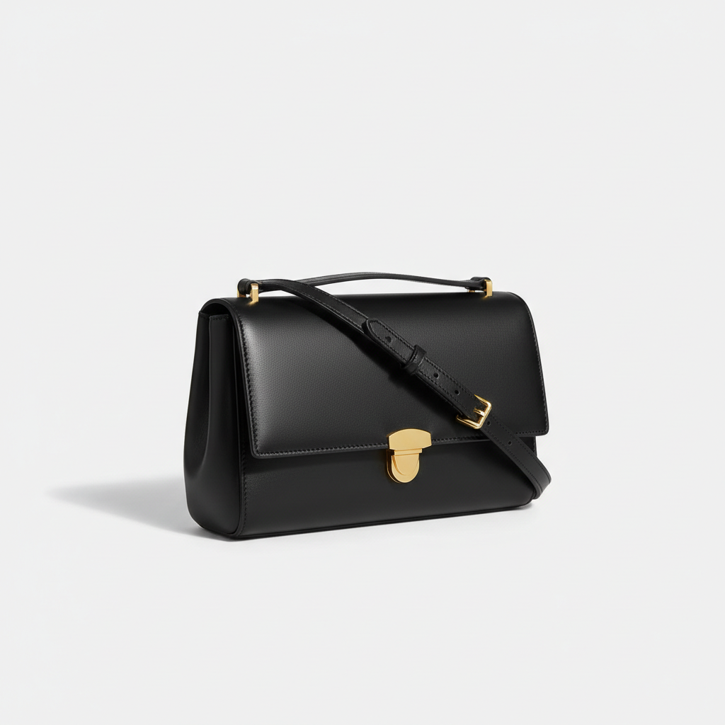 Le Gina East-West Bag — Black Front Angle View