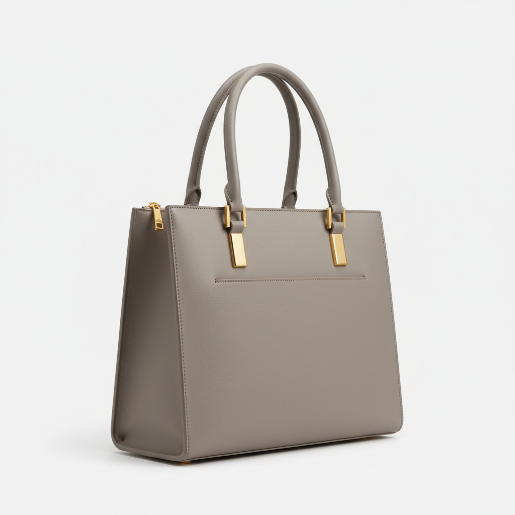 Stella Laptop Tote - Stone Grey - Front Angle View
