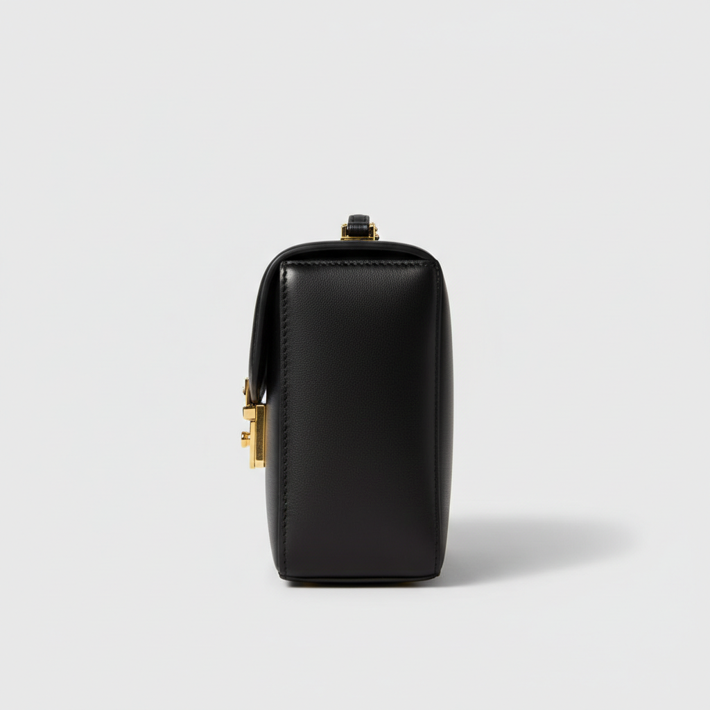 Stella Box Mini Bag in Black - Side Profile View