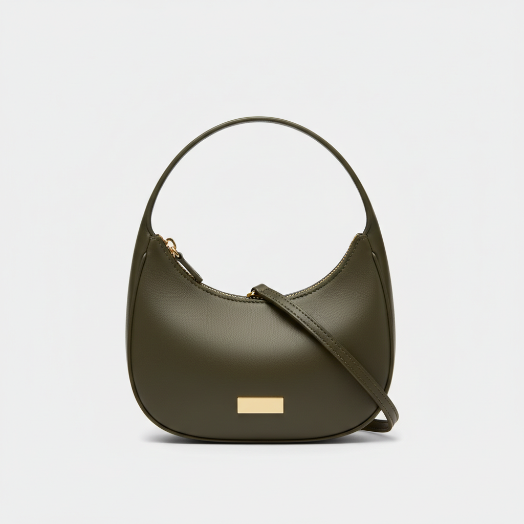 Aurora Mini Shoulder Bag in Deep Olive – Hero Front View