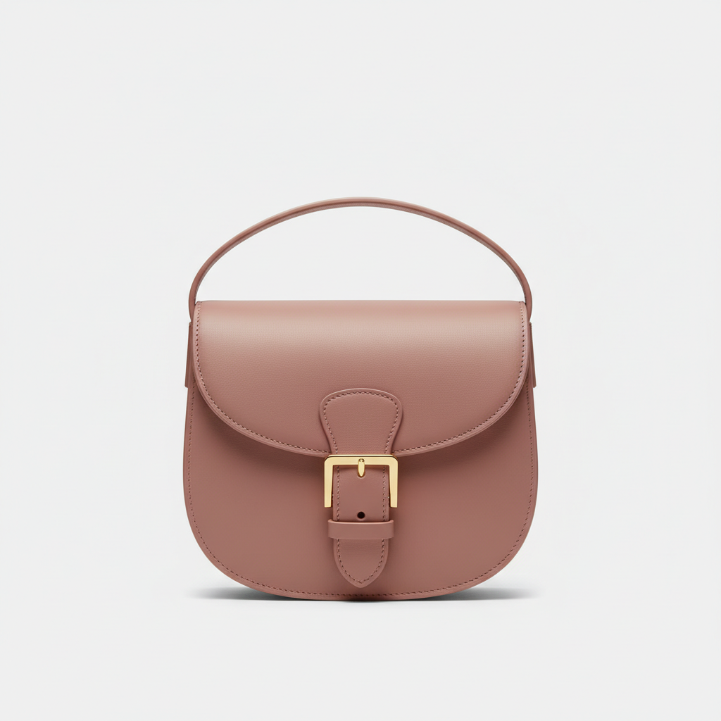 Stella Saddle Shoulder Bag in Dusty Rose – Hero Front View