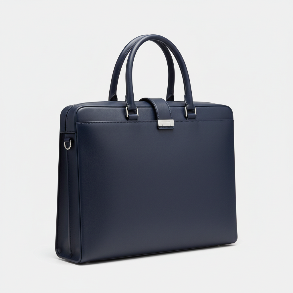 Atlas Executive Briefcase - Navy Blue - Front Angle View
