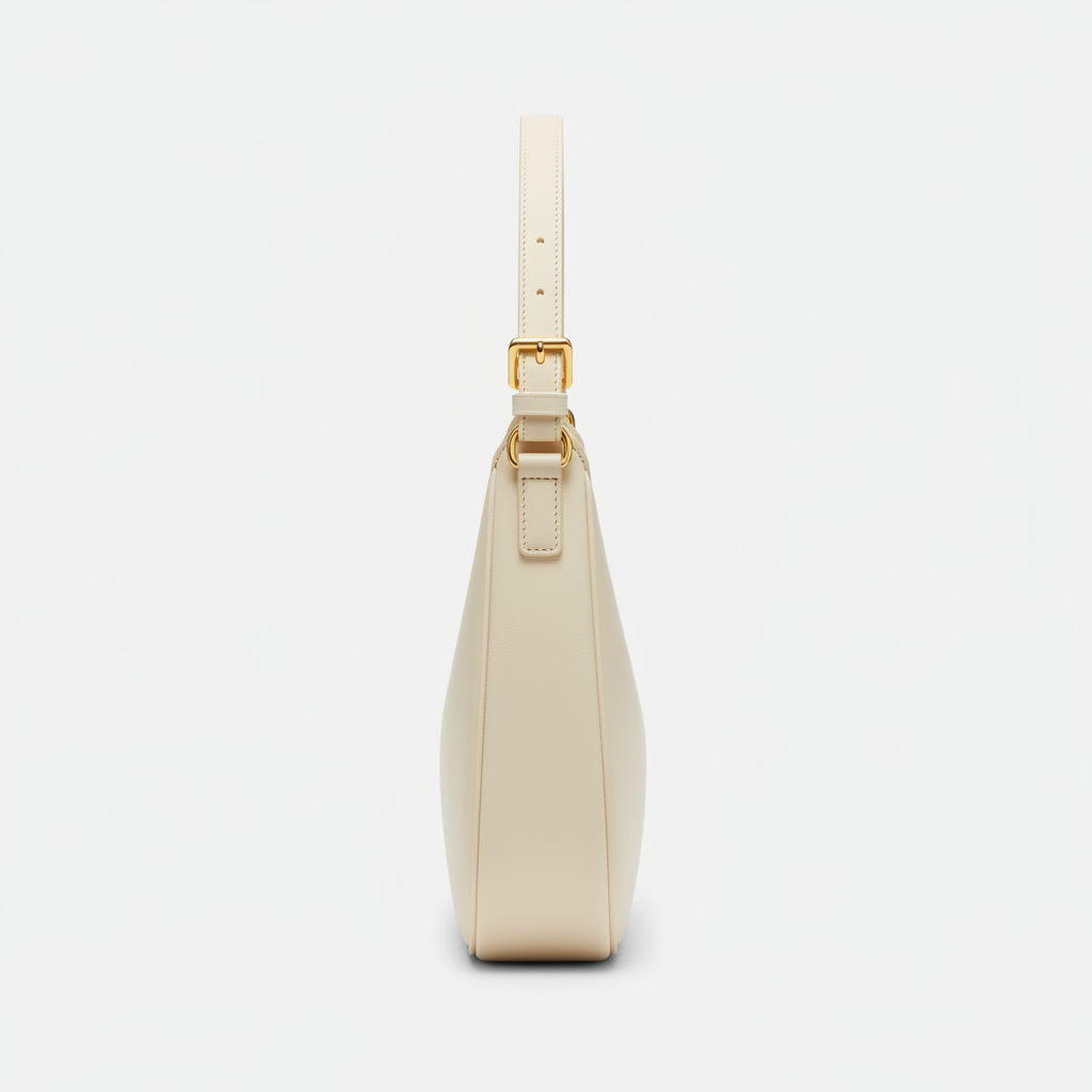 Luna Crescent Shoulder Bag Ivory – Side Profile View