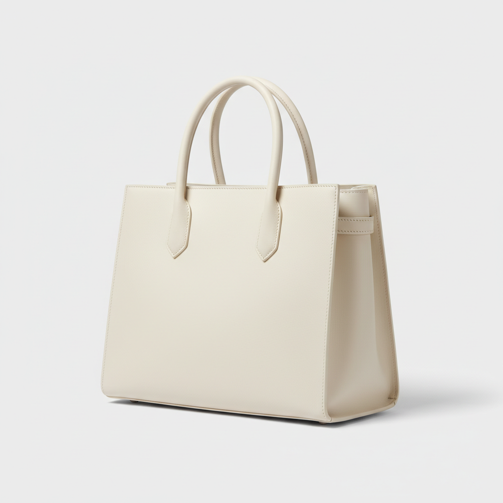 Noir Executive Tote in Ivory leather, front angle view
