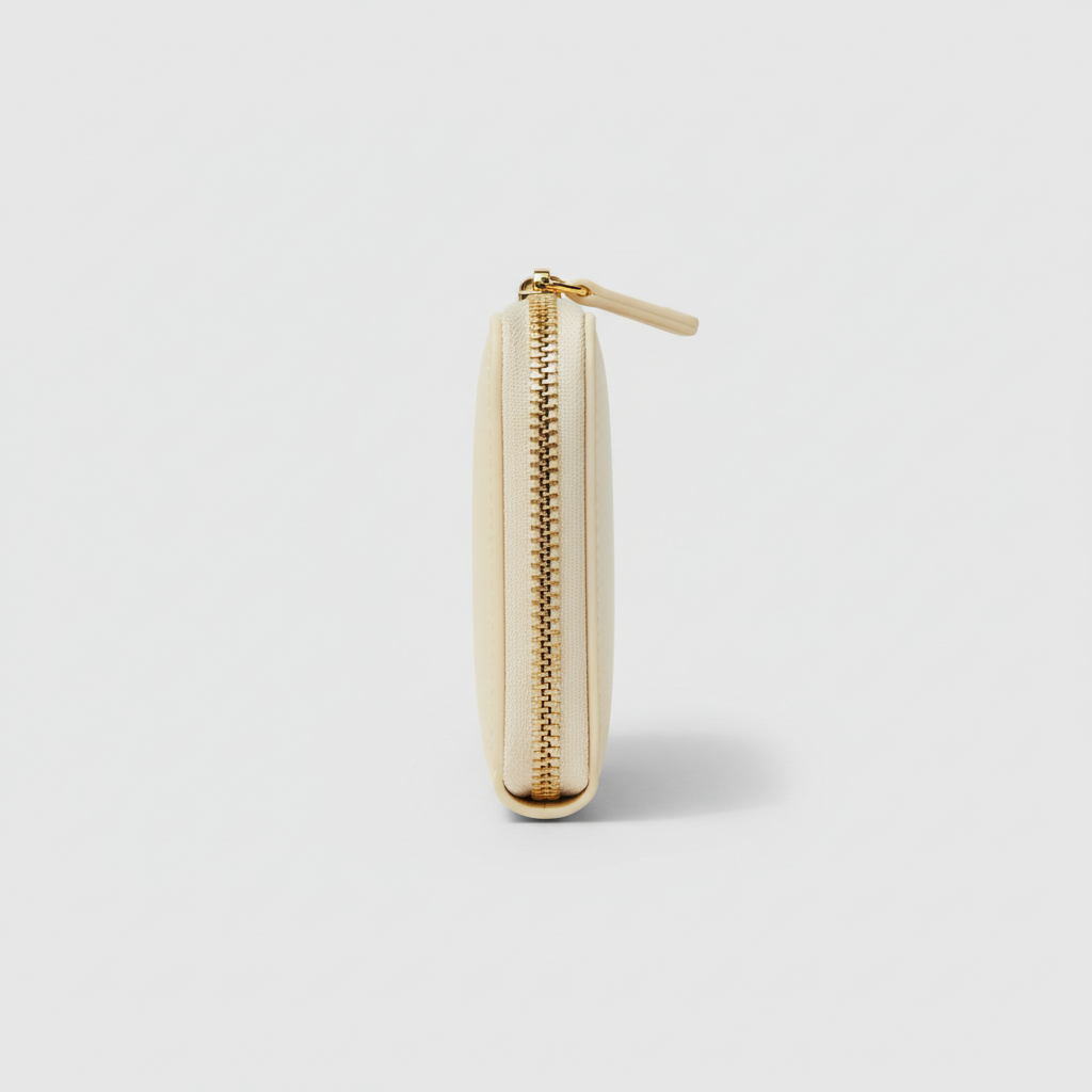 Luna Coin & Card Wallet Ivory — Side Profile View