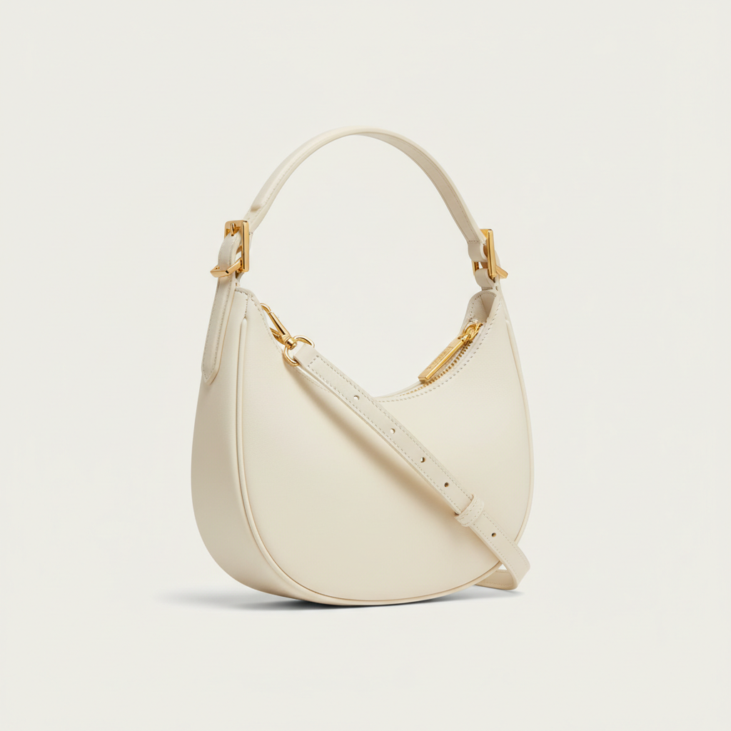 Le Gina Mini Crescent — Ivory Front Angle View