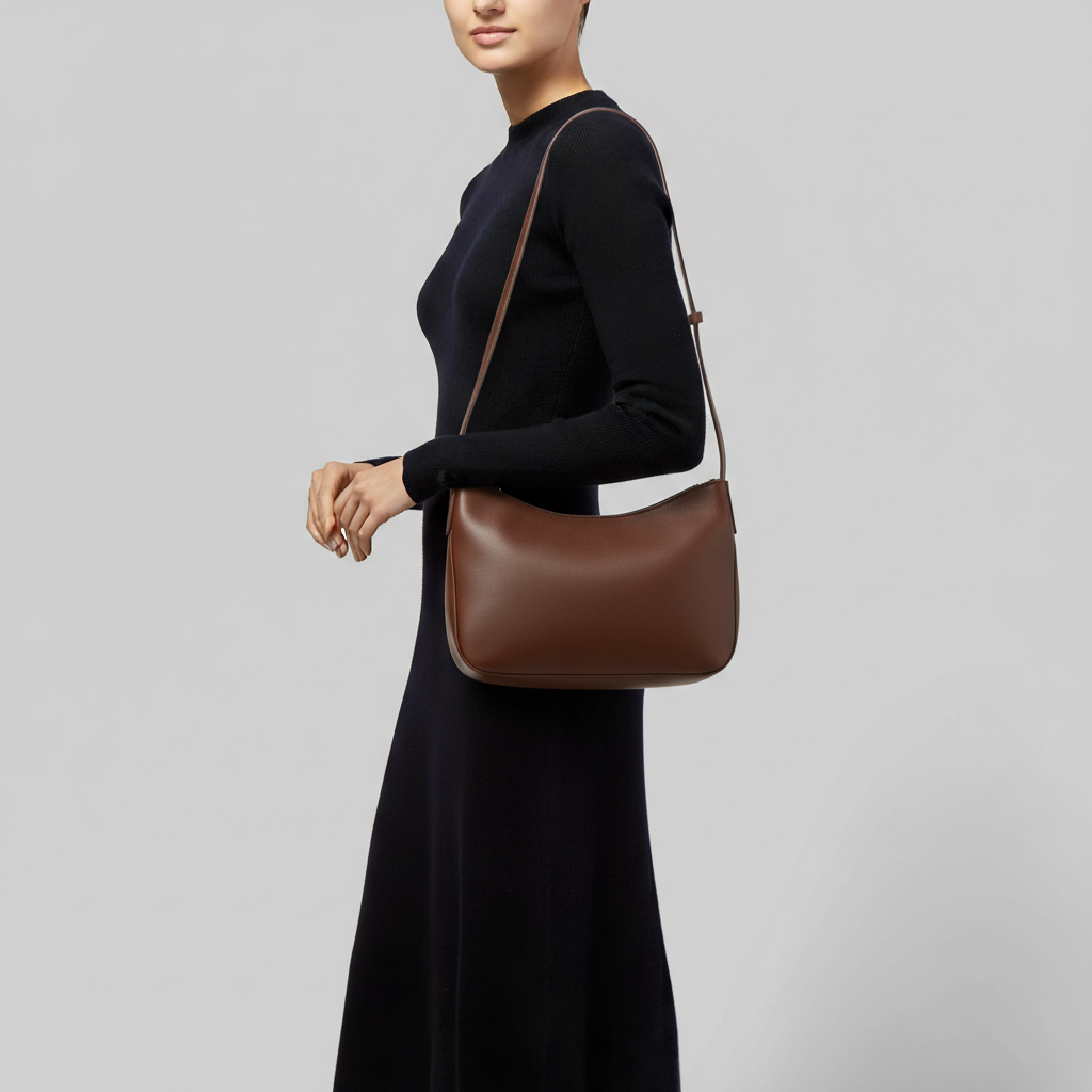 Nova Everyday Shoulder Bag in Chocolate Brown - Female Model Carrying Bag