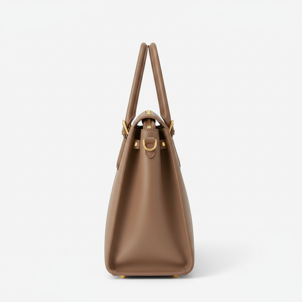 Amelia Office Tote - Taupe - Side Profile View
