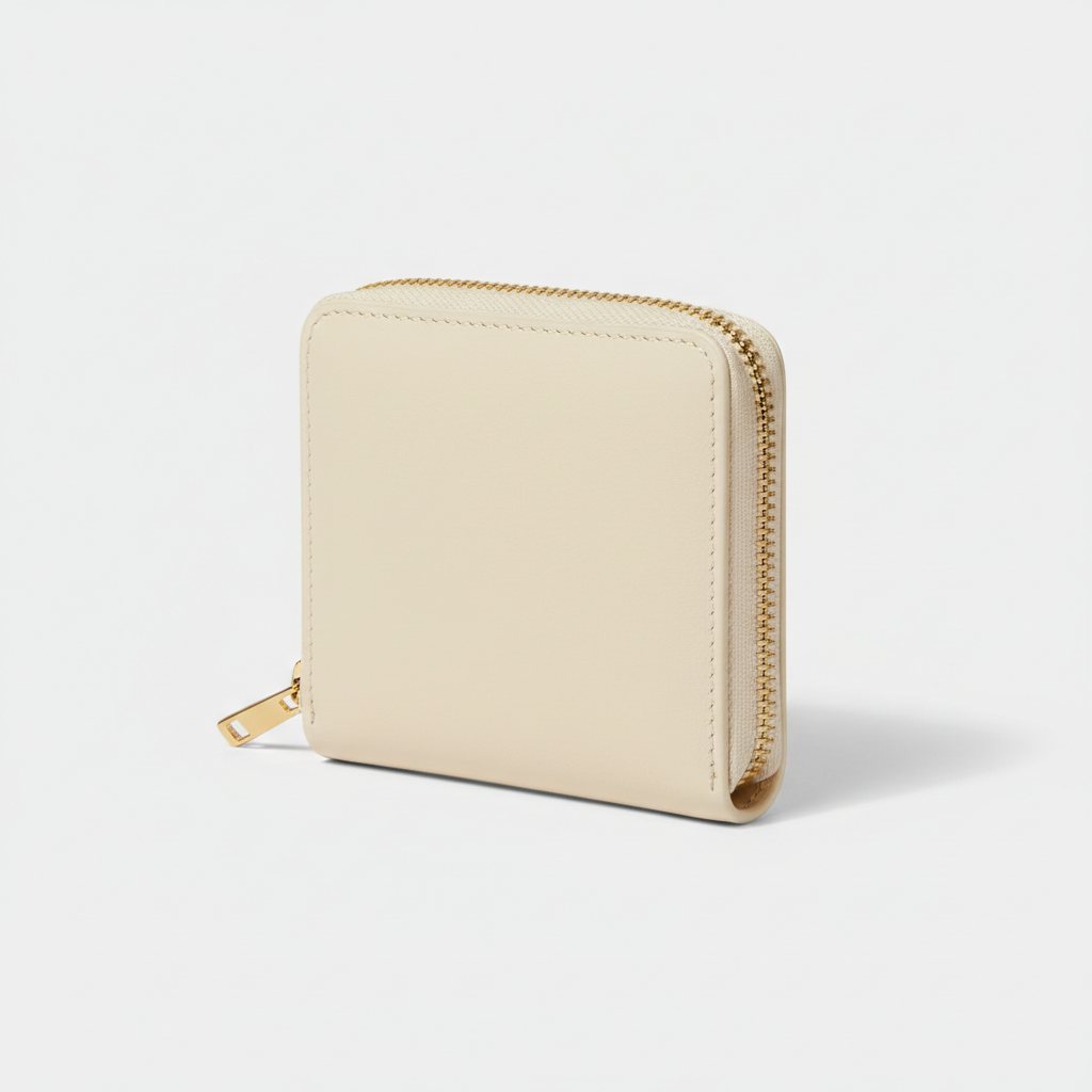 Luna Coin & Card Wallet Ivory — Front Angle View