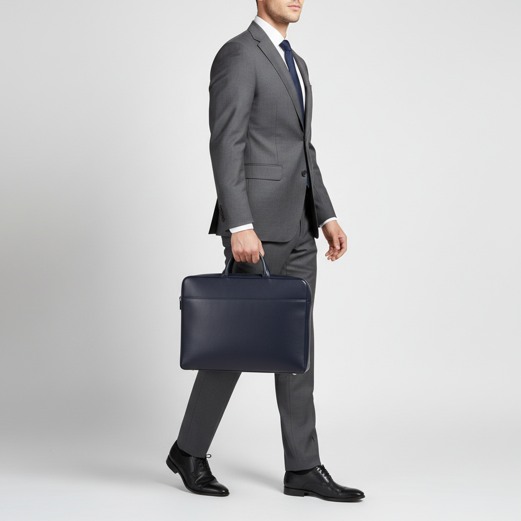 Atlas Executive Briefcase in Navy Blue — Professional Model