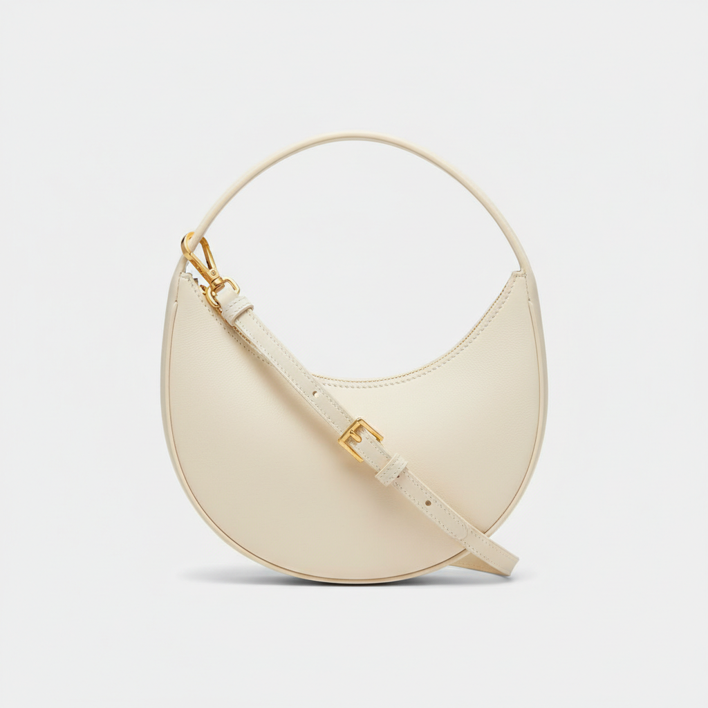 Aria Crescent Mini Bag in Cream - Hero Front View