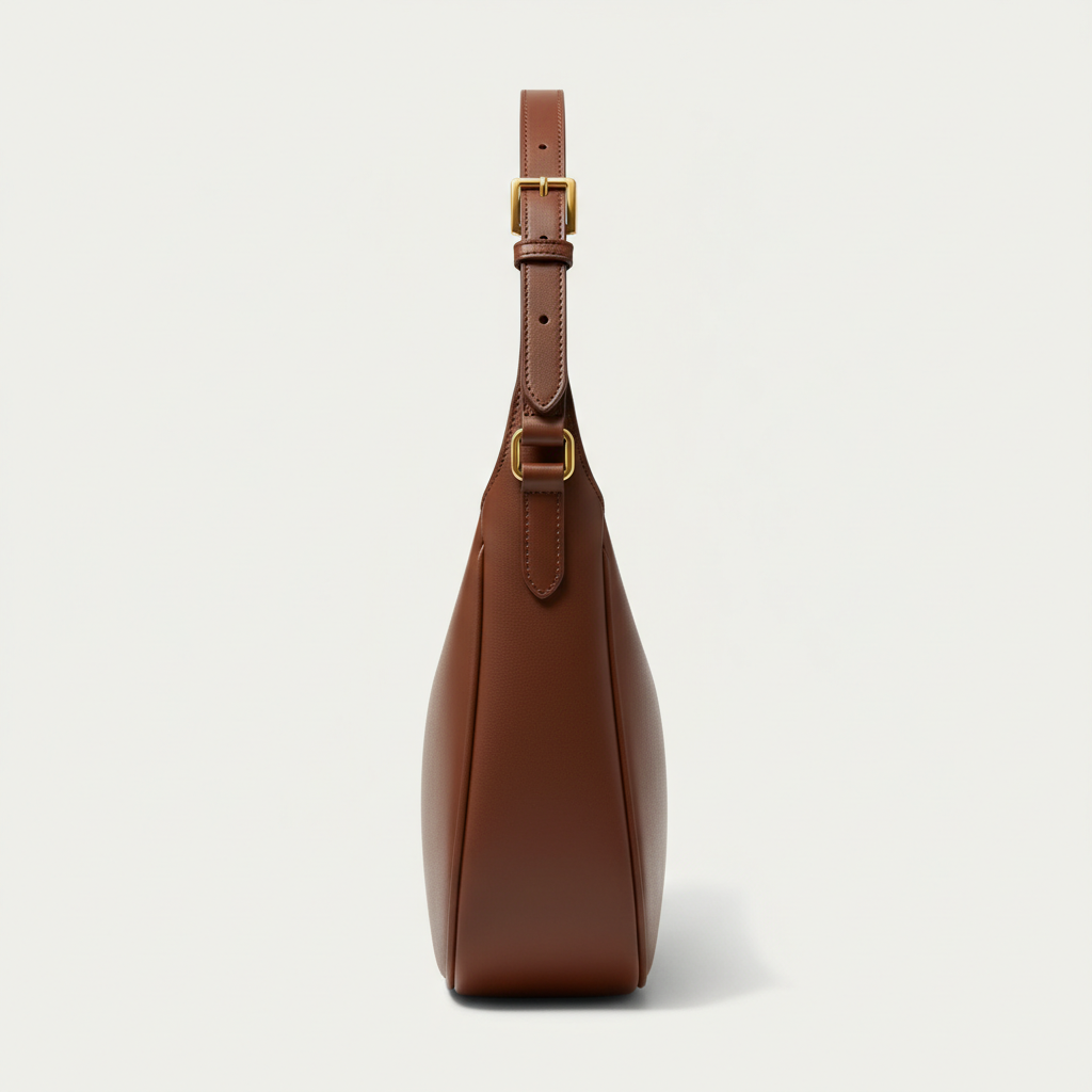Le Gina Saddle Hobo — Chocolate Brown Side Profile View