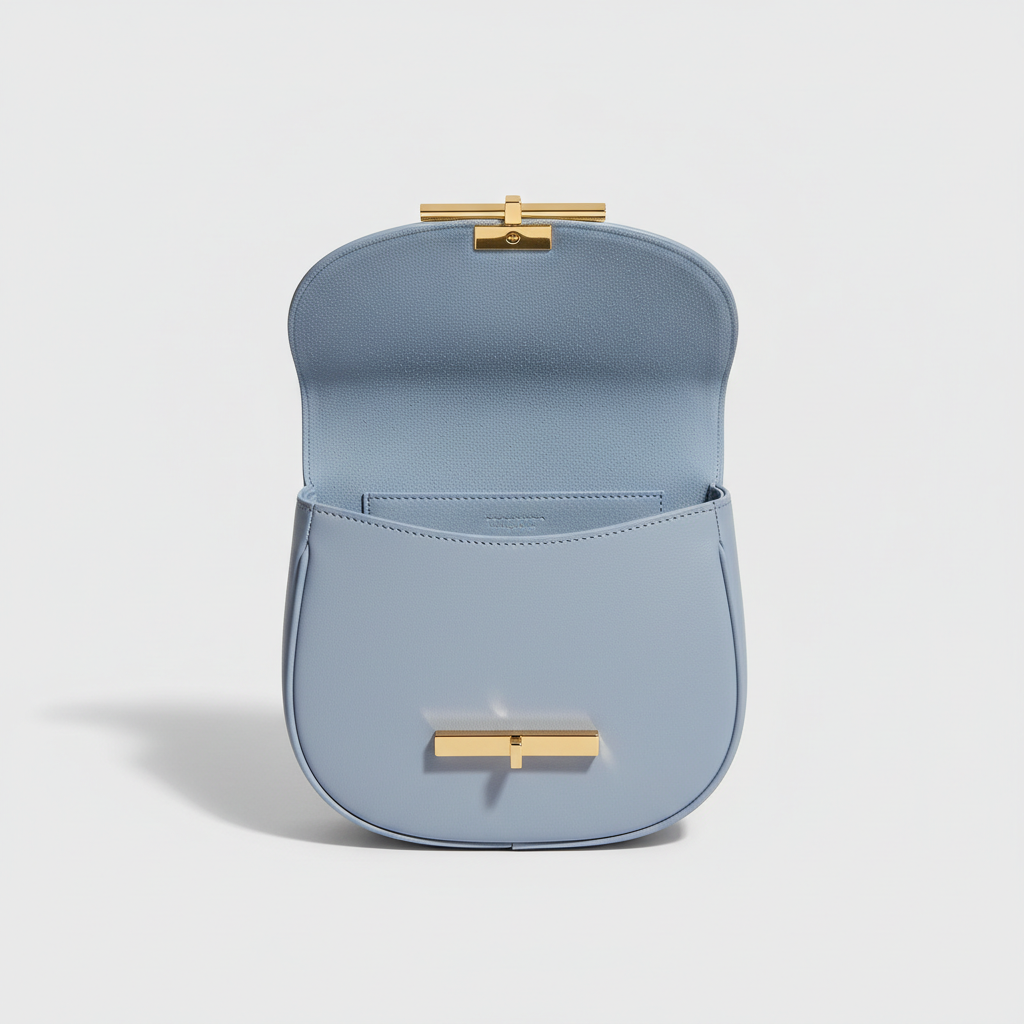 Le Nova Saddle Bag – Powder Blue – Open Interior View