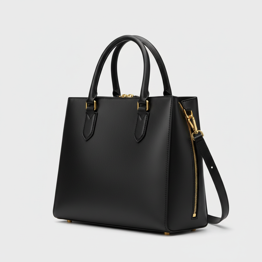 Stella Laptop Tote - Black - Front Angle View