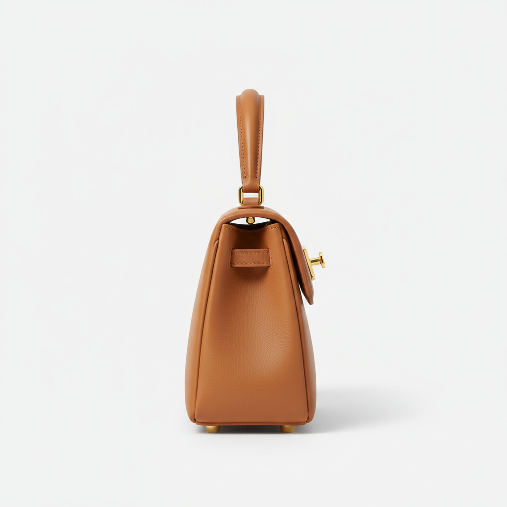 Celeste Top Handle Mini Bag in Camel - Side Profile View