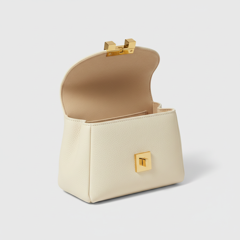 Le Nova Mini Satchel – Ivory – Open Interior View