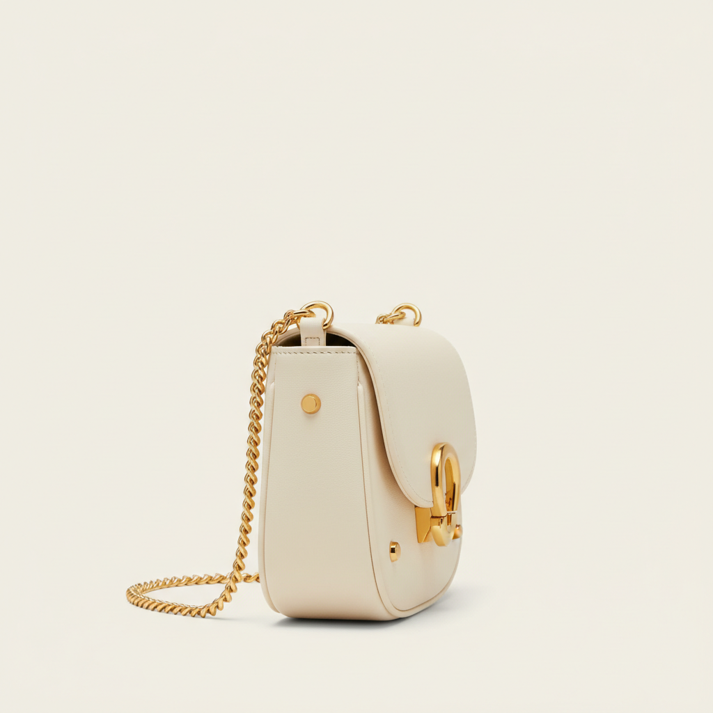 Aurora Mini Shoulder Bag in Cream White – Side Profile View