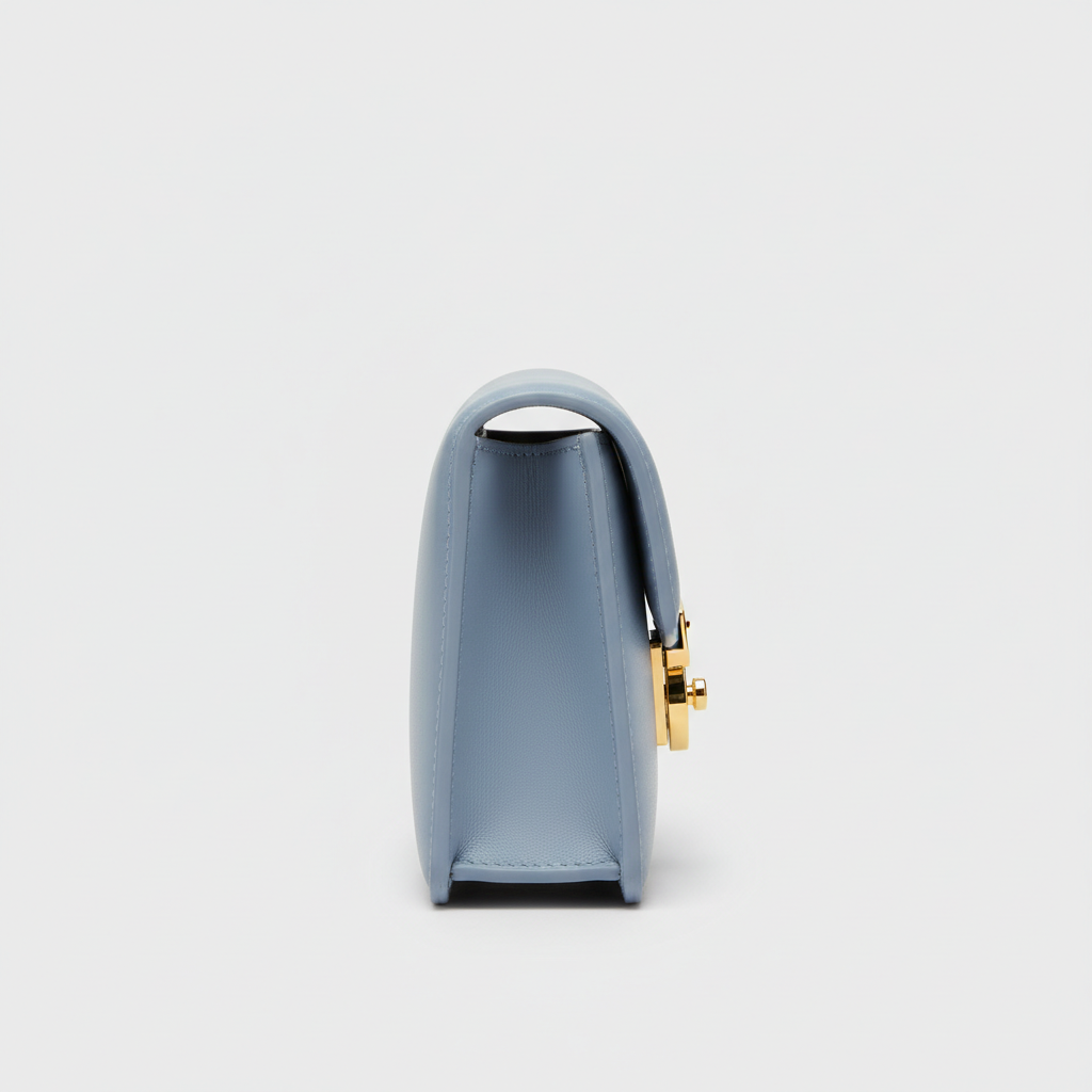 Luna Flap Mini Bag in Powder Blue - Side Profile View