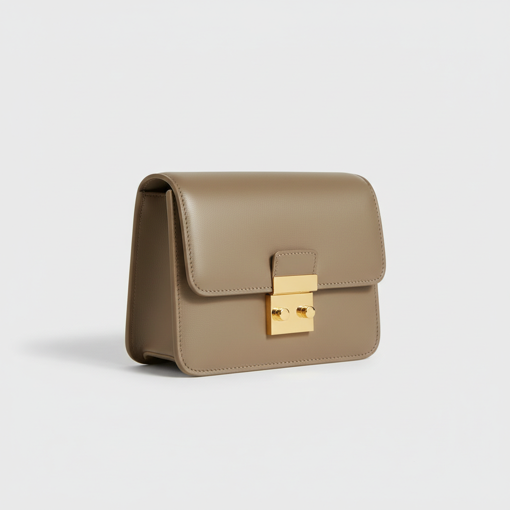 Luna Flap Mini Bag in Taupe - Front Angle View