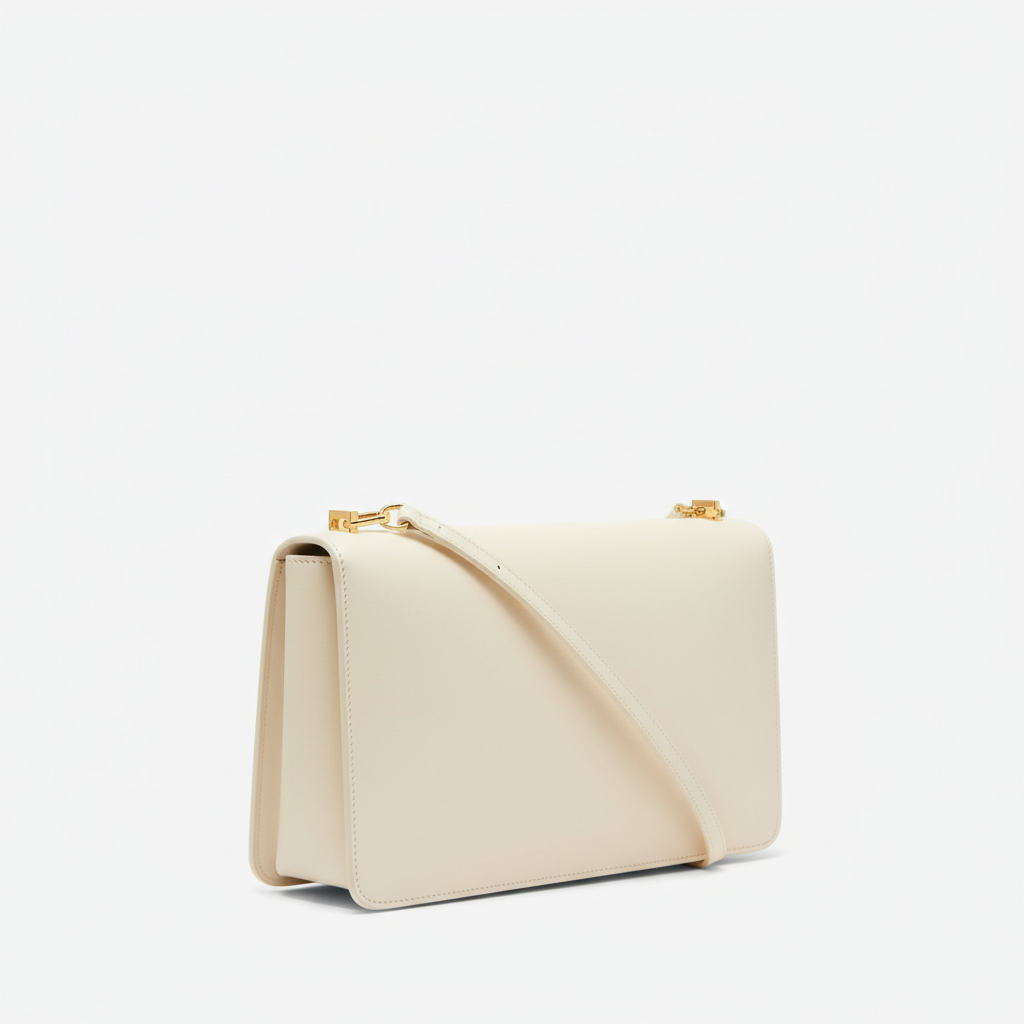 Le Gina East-West Bag — Ivory Front Angle View