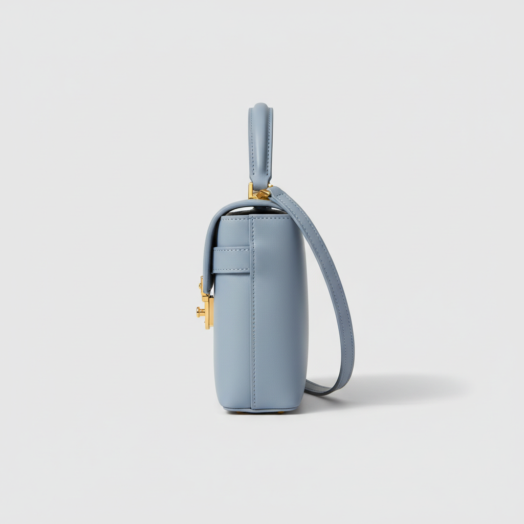 Stella Box Mini Bag in Powder Blue - Side Profile View