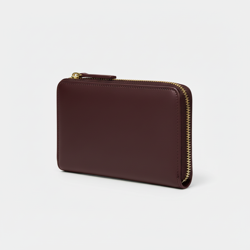 Amelia Zip Wallet Burgundy — Front Angle View