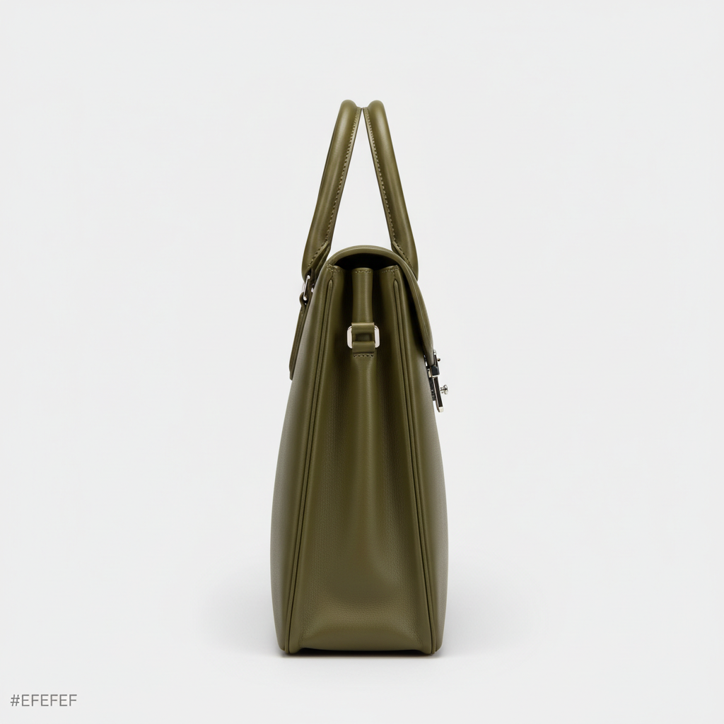 Atlas Executive Briefcase - Olive Green - Side Profile View