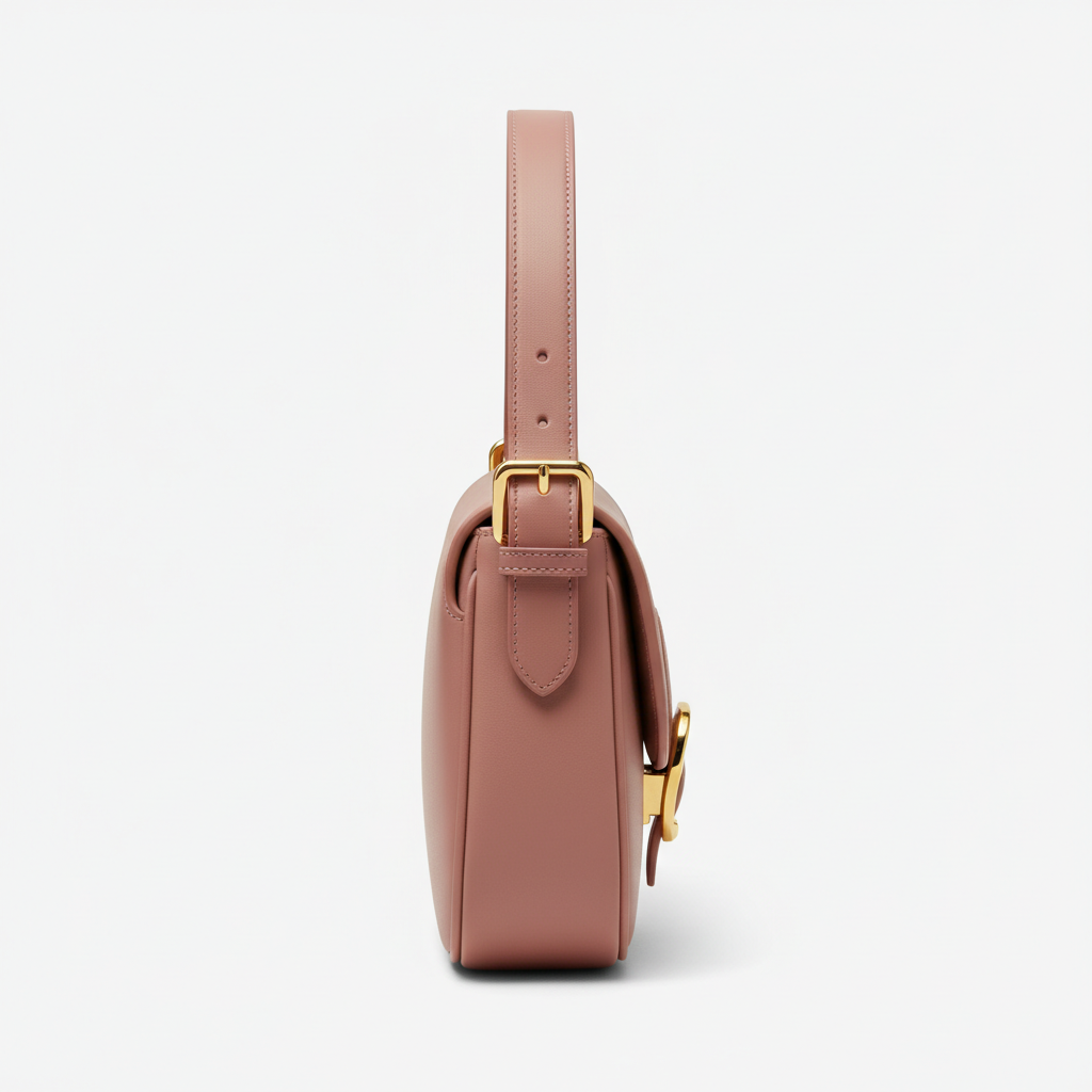 Stella Saddle Shoulder Bag in Dusty Rose – Side Profile View