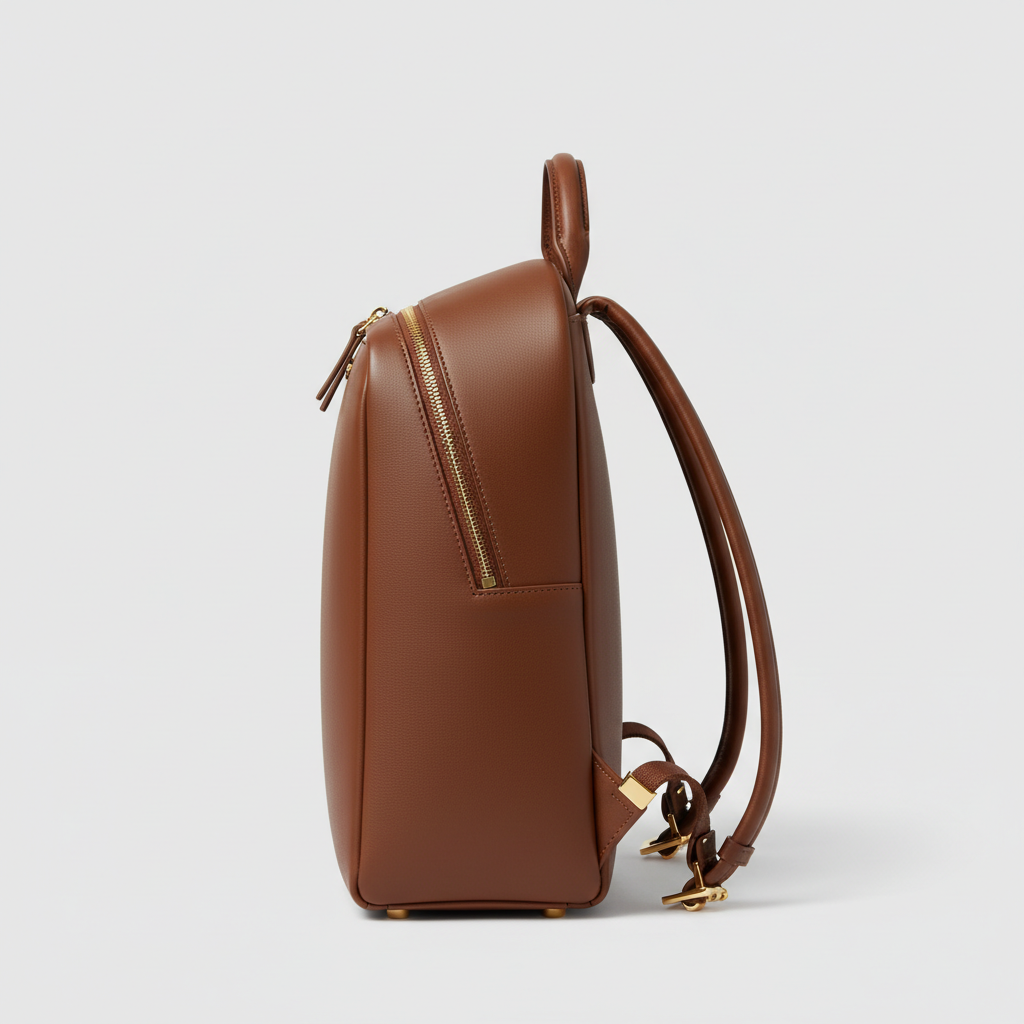 Sophia Work Backpack - Chocolate Brown - Side Profile View